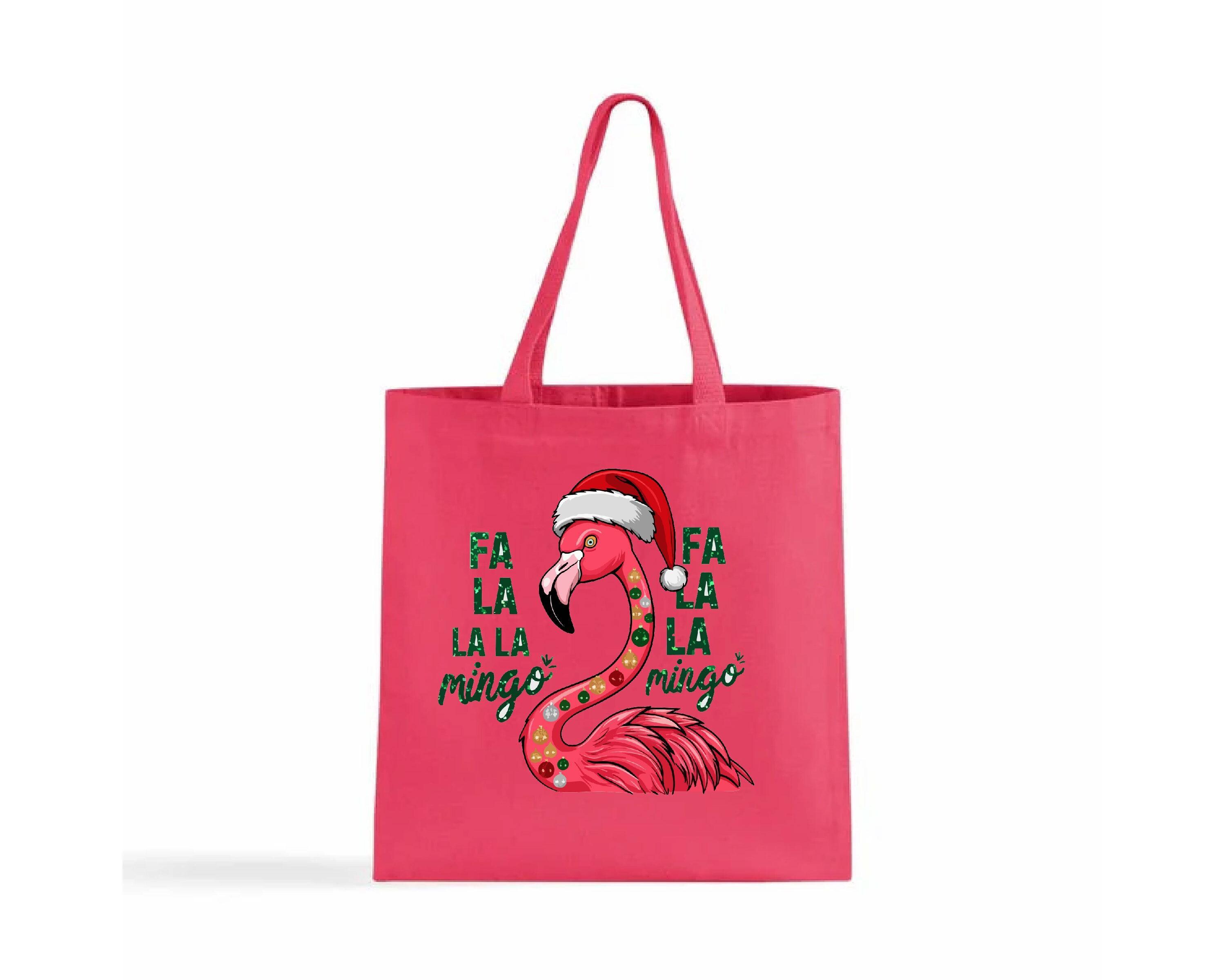 Sac Shopping Réutilisable Rose Flamant Rose, Motif Tropical, Taille Moyenne