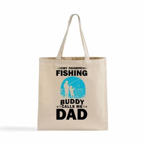Mein Lieblings-Angel-Buddy Tragetasche - Strapazierfähige Segeltuchtasche für Angel-Enthusiasten, ein durchdachtes Geschenk für Väter, die Angel-Abenteuer lieben!