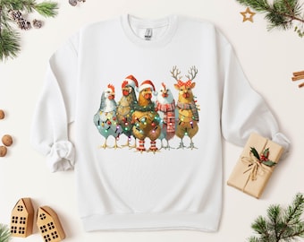 Funny Christmas Chickens Sweatshirt: Festive Farm Holiday Crewneck