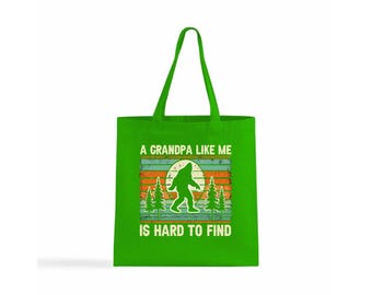 Grandpa Bigfoot Tote Bag: Funny Retro Canvas Gift