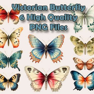 Vintage Victorian Butterfly Clipart, Retro Watercolor PNG Clipart, 90+ Butterflies, Scrapbooking, Transparent Background, Instant Download
