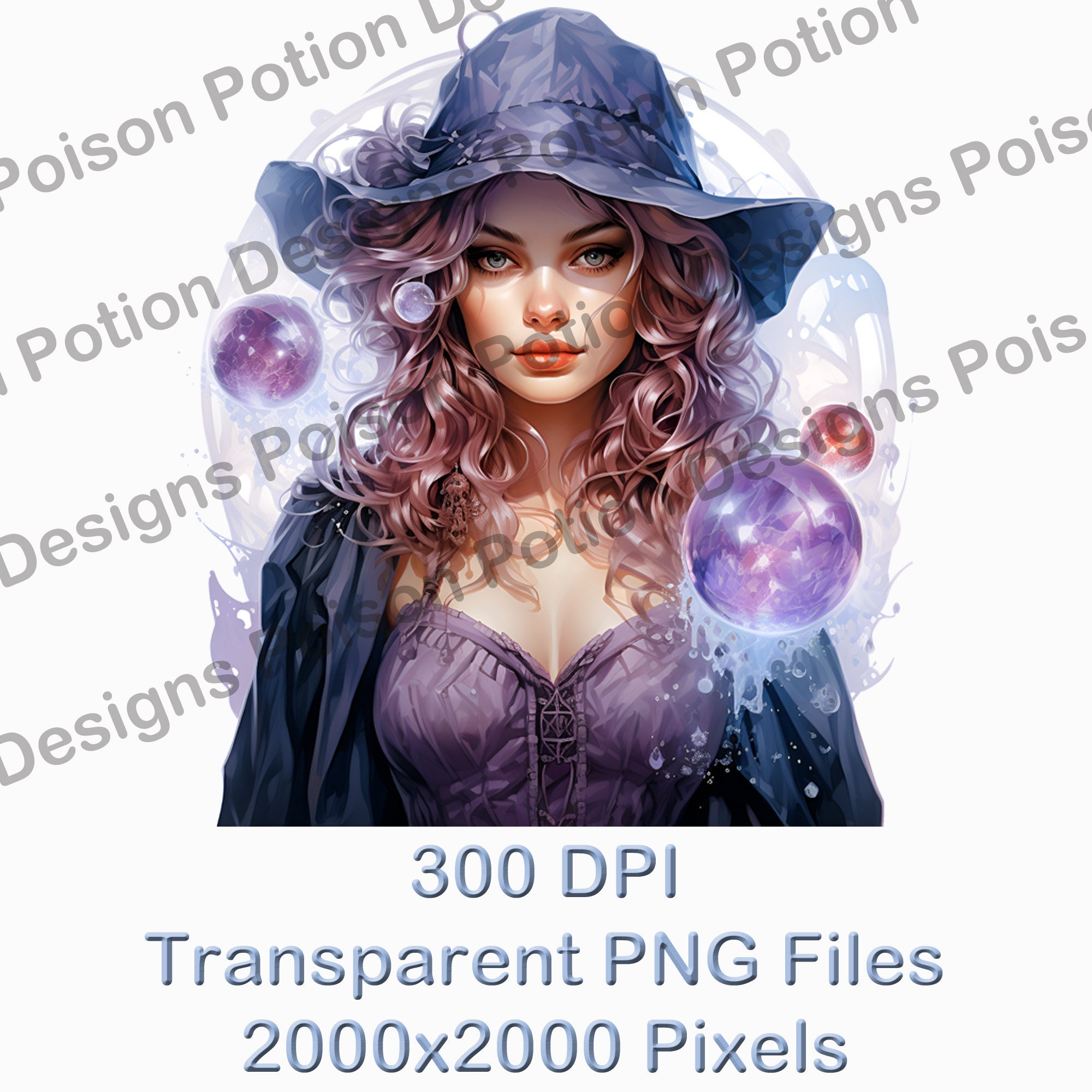 Crystal Witch Clipart, Witchy Watercolor PNG Clip Art, Cauldron, Spell ...