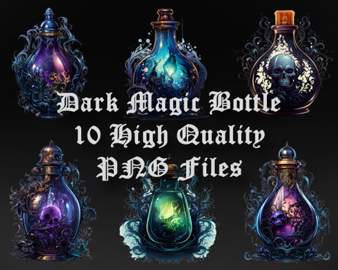 Dark Magic Potion Bottle Clipart, Black Magic Wizard Witch PNG Clipart ...