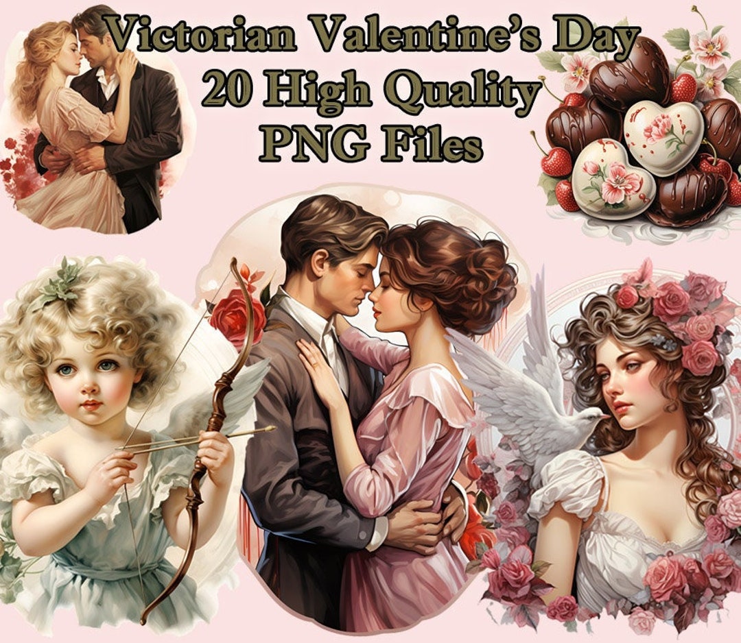 Victorian Valentine's Day Clipart, Vintage Watercolor PNG Clip Art ...