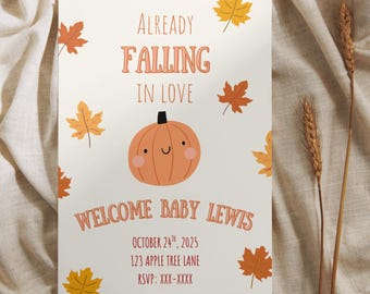 Little Pumpkin Baby Shower Invitation | Fall Baby Shower Invitation Template | Personalized Baby Shower Card