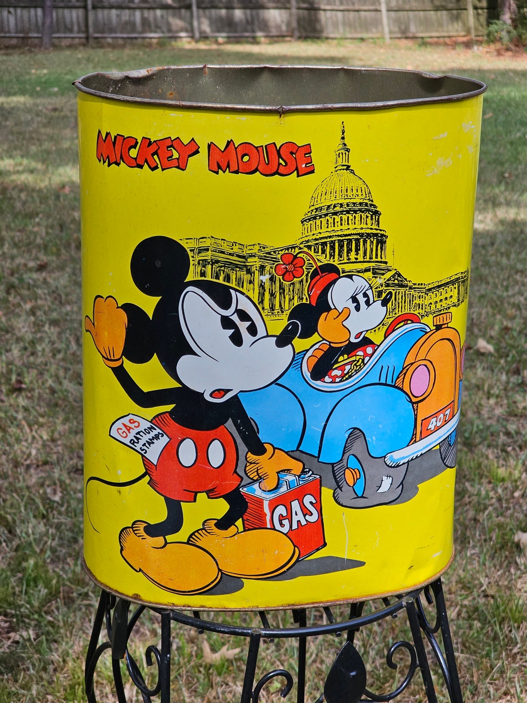 Vintage Disney Trash Can Etsy