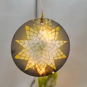 Filipino Capiz Shell Parol Ornament – Handcrafted Christmas Star Decor, Cultural Holiday Decor (Non-Lighted), Design 6
