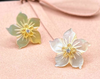 Sampaguita (Arabian Jasmine) Earring Jackets - Small - Mother of Pearl - Choose your Studs