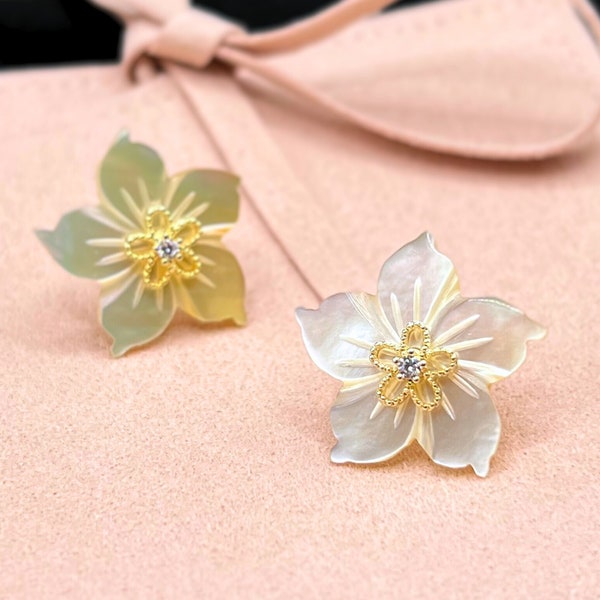 Sampaguita (Arabian Jasmine) Earring Jackets - Small - Mother of Pearl - Choose your Studs