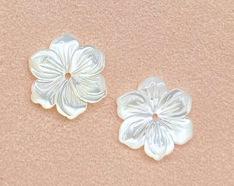 Small White Sampaguita / Hibiscus (Arabian Jasmine) Earring Jackets, Mother of Pearl - without Studs
