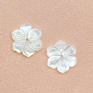Small White Sampaguita / Hibiscus (Arabian Jasmine) Earring Jackets, Mother of Pearl - without Studs