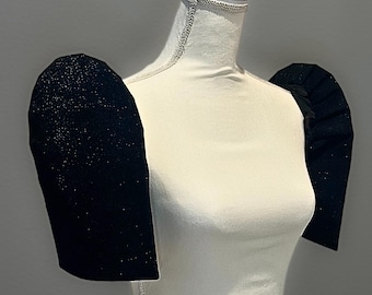 Detachable Filipiniana Bolero / Terno Sleeves: Black Shimmer, Modern Terno Accessory