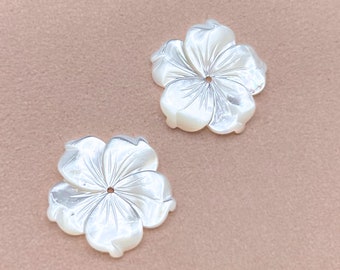 Medium White Sampaguita / Hibiscus (Arabian Jasmine) Earring Jackets, Mother of Pearl - without Studs