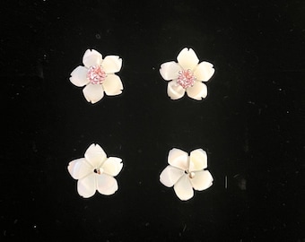 Mini White Sampaguita / Hibiscus (Arabian Jasmine) Earring Jackets, Mother of Pearl- Choose Your Studs