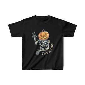 Trick or Treat Halloween Skeleton Pumpkin Kids Heavy Cotton™ Tee