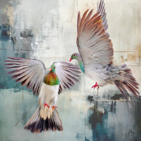 Bird Art Print, Kereru Wall Art, Unique Eco friendly Wildlife Portrait, Colourful Wall Decor, Archival Giclee Print, Heavyweight Paper