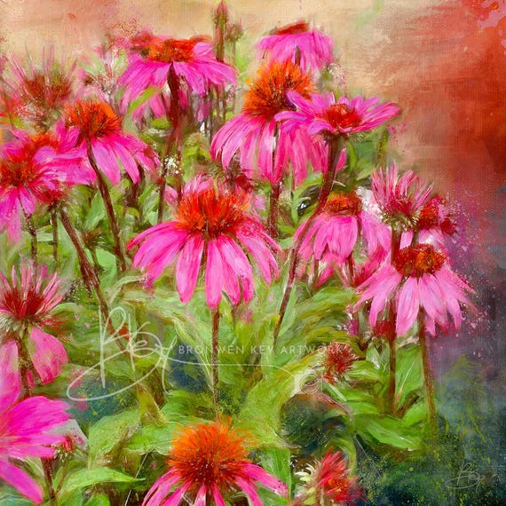 Pouring Pink, Botanical fine art print, Unique mix photography & digital painting, Flower Art, Colourful Wall Decor, Archival Giclee Print,