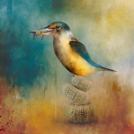 Bird Art Print, Kingfisher, Wall Art, Unique, Eco friendly, Wildlife Portrait, Colourful Wall Decor, Archival Giclee, New Zealand Fine Art