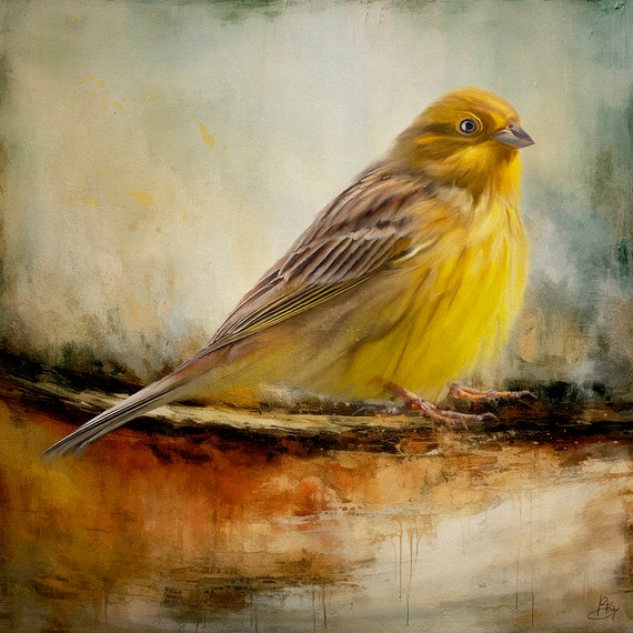 Bird Art Print, Yellowhammer, Wall Art, Unique, Eco friendly, Wildlife Portrait, Colourful Art, Wall Decor, Giclee Print, New Zealand Bird