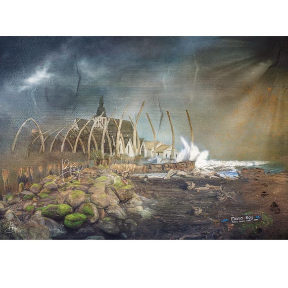Tempestuous, Patea, New Zealand, Art Print, Unique Art, Fine art Composition, Wall art, Archival Giclee Print, Scenery, Stormy Seas, Moody
