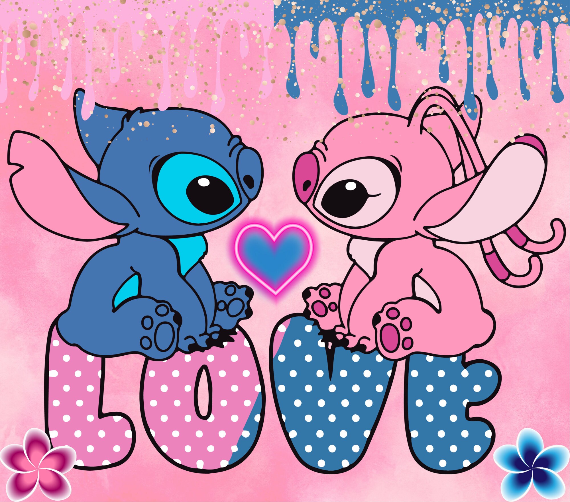 Adorable Stitch And Angel Wallpaper For Fun Spaces