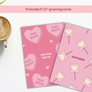Afdrukbare wenskaarten voor Vrouwendag | Digitale download | Schattige roze hartjeskaarten | Bemoedigend en lief cadeau voor haar