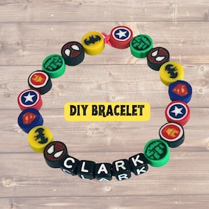 DIY Superhero Bracelet Kit, Personalized, Superhero Birthday, Crafts for Kids, Kids Gift, Personalized Party Favors, Superhero Party Favors