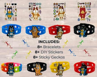 Blue Dog Party Favors: Stickers, Charms & Sticky Geckos - Set of 8+