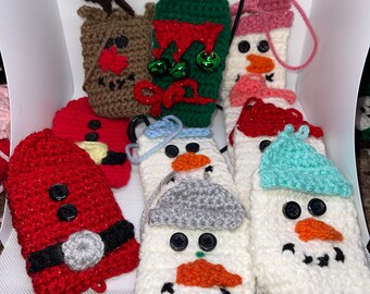 Adorno de árbol de soporte de tarjeta de regalo de Navidad de ganchillo, hecho a pedido