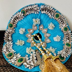 Ladoo Gopal Designer Kundan Poshak | Blue | Size 5