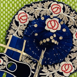 Ladoo Gopal Designer Kundan Poshak with matching Pagdi | Blue | Size 5