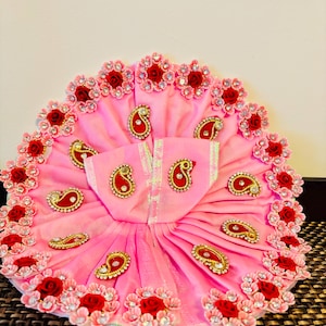 Ladoo Gopal Designer Kundan Poshak | Pink | Size 5