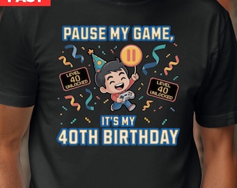 40th Birthday Tee for Gamer Dad or Husband - Funny Retro Gaming Shirt for Men - Vintage Gamer T-Shirt Gift for Husband, Brother