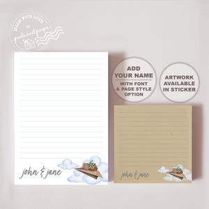 Personalized Cat Note Pad, Custom writing pad for couple, Love memo pad, Gift for cat lovers, To-do list, Pilot Cat sticker, Mini travel pad