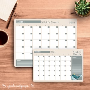 Personalizado, Planejador semanal, em branco, mensal, 2025, ilustrado, personalizado, presente para, papel timbrado, gênero neutro, baleia, kawaii, oceano, peixe