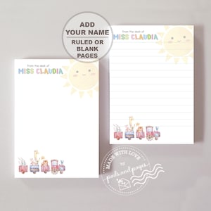 Blocco note personalizzato con tema "Animal Train", regalo per insegnanti