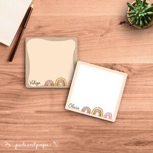 Bloc de notas bohemio personalizado, papelería, bohemio, arcoíris, regalo hippie, ilustrado, buenas vibras, bloc de notas personalizado, membrete, regalo para la naturaleza