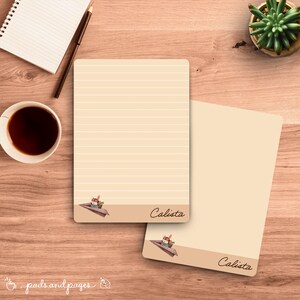 Bloc de notas A6 personalizado, minimalista, ilustrado, regalo para, membrete, animalito, kawaii, viajes, estampado animal, conejo, piloto