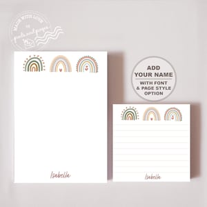 Bloc de notas arcoíris personalizado, bloc de notas bohemio personalizado, bloc de notas minimalista y bonito para escritorio, regalo para profesores, para él, bloc de notas de oficina, bloc de notas de bolsillo