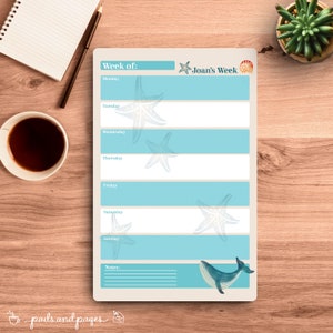 Papelería kawaii personalizada, acogedora, con temática de océano y ballena, regalo, personalizada, original, libretas desprendibles, regalos personalizados, membrete.