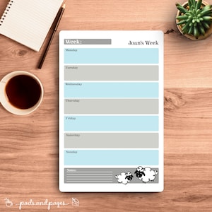 Planificador semanal personalizado, calendario personalizado bonito, diario de bolsillo, bloc de lista de tareas de oveja, papelería organizadora, lista de recordatorios semanales, arte kawaii