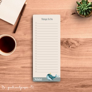 Minimalista personalizado, Kawaii, Animal bebê, Baleia, Ilustrado, Lista de tarefas, Bloco de notas personalizado, Cabeçalho de carta, Presente para, Gênero neutro, Oceano, Peixe