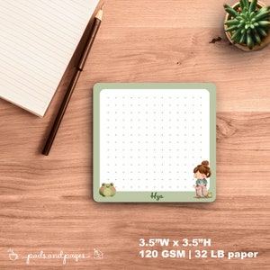 Bloc de notas personalizado, Kawaii, papelería, verde, té Boba, buenas vibras, bloc de notas personalizado, membrete, regalo para la naturaleza, el jardín, ella, niña
