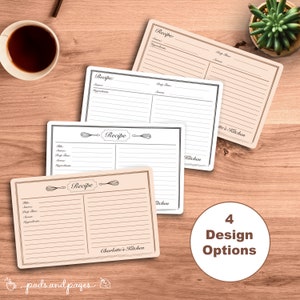 Custom recipe card, Personalized double sided, kitchen recipe sheet, Minimalist gift for her, cute recipe box, vintage design, mother's day