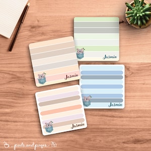 Bloc de notas personalizado, papelería personalizada linda, papel de escritura de koala, bloc de listas estético, lista de tareas diarias, regalo personalizable para, arte kawaii