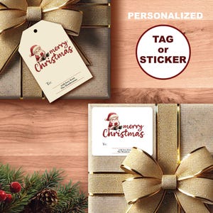 Etiquetas navideñas personalizadas, minimalistas y lindas, hechas a medida, calcomanías navideñas, etiquetas de regalo, saludos de temporada, regalo para, regalo de Papá Noel