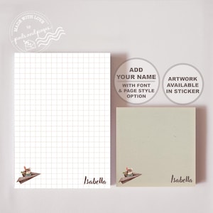 Gepersonaliseerde pilot-notitieblok, aangepast konijn-memoblok, mini-reislijstblok, vakantienotities op zak, sticker zonder AI-kunst