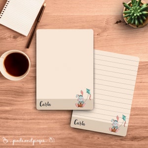 Bloc de notas A6 personalizado, minimalista, ilustrado, regalo para, membrete, animalito, kawaii, viajes, estampado animal, conejito, género