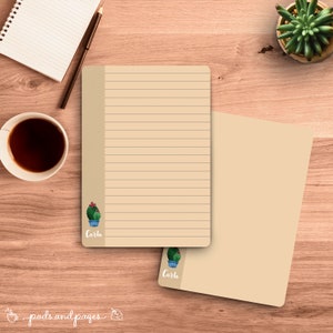 Bloc de notas A6 personalizado, minimalista, ilustrado, regalo para, membrete, mamá de plantas, kawaii, adorable, niña, profesora, suculenta