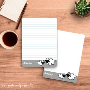 Bloc de notas A6 personalizado, minimalista, ilustrado, regalo para, membrete, animalito, kawaii, oveja, estampado animal, género neutro